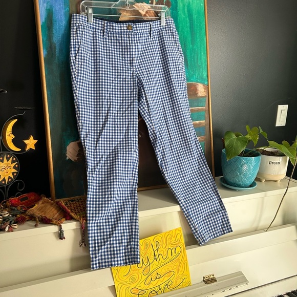 Talbots Petite Blue and White Checkered Cropped Pants 6P - Picture 4 of 16